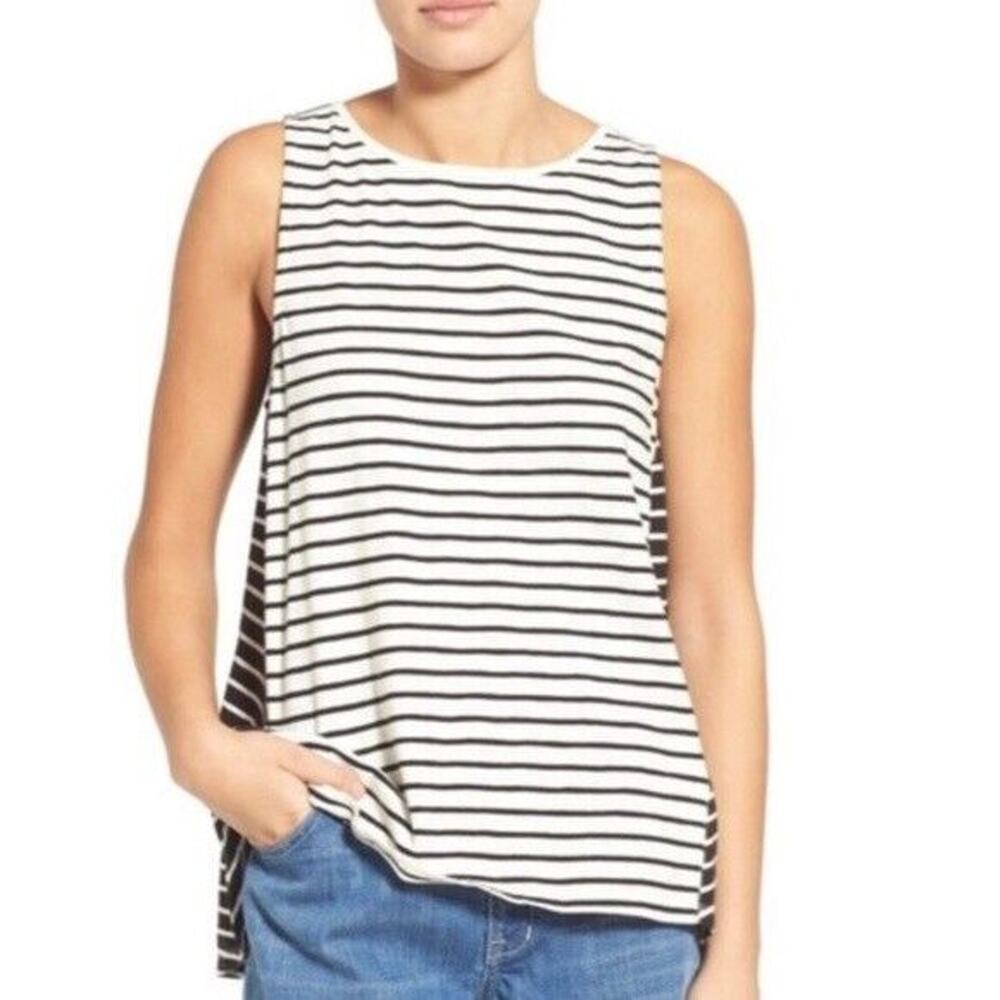 Madewell Forward Seam Striped Front Tank Black & White Womens Size XS
